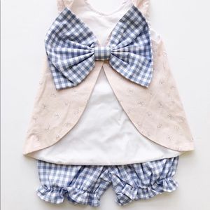 James and lottie pink bow and gingham outfit